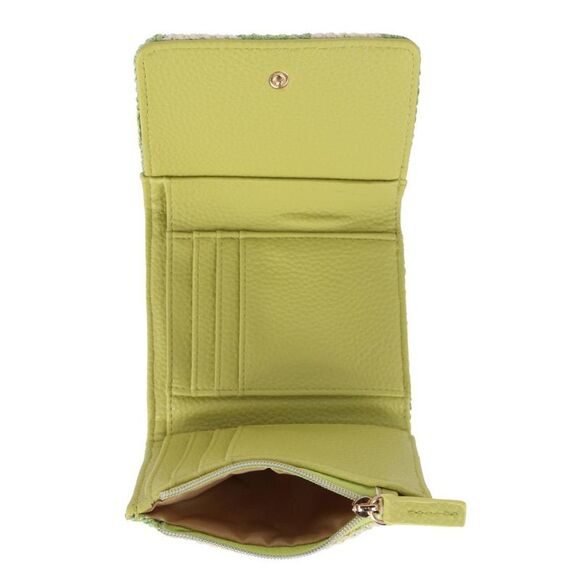 Buxton Women's Striped Straw Vegan Leather Medium Trifold - Picture 3 of 4